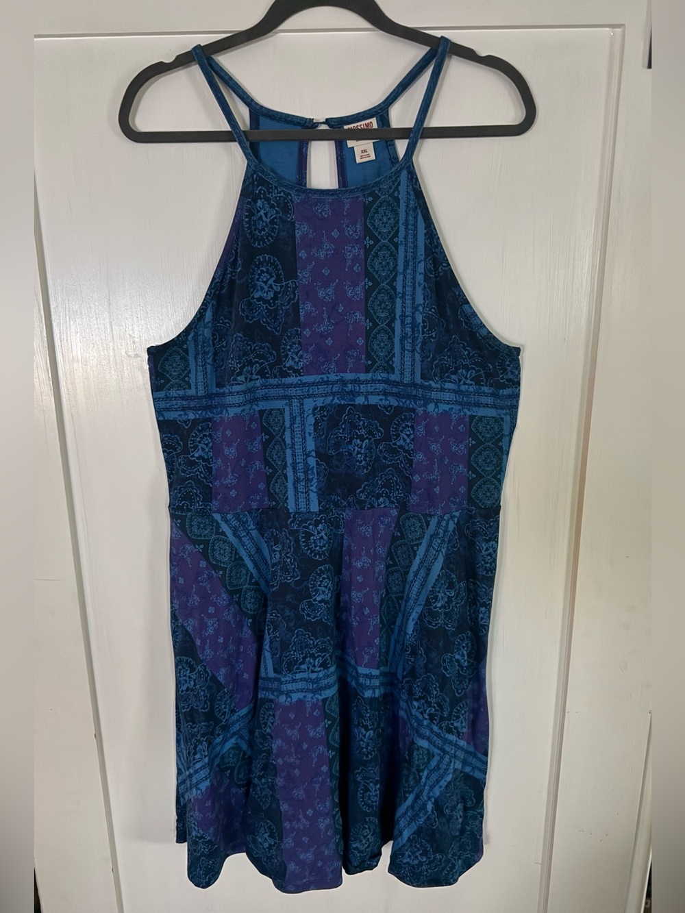 NWOT MOSSIMO Supply Co. Blue and Purple Printed Halter Dress  Sz XXL